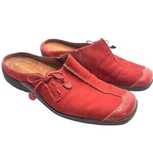Naturalizer Detail Red Slip On Leather Suede Mules Loafers Comfort Shoes sz 7